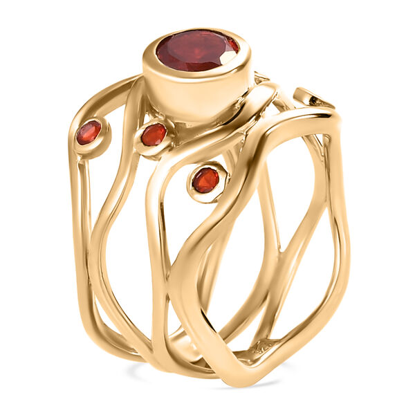 Mexikanischer Kirschfeuer Opal-Ring, 925 Silber Gelbgold Vermeil  ca. 1,02 ct image number 4