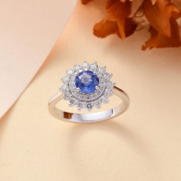 LUXORO zertifiziert und gepr&uuml;ft  AAA Blauer Saphir und Diamant Ring in 585 Wei&szlig;gold - 1,82 ct. image number 1