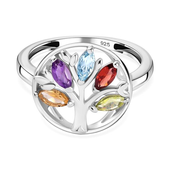Mehrfarbiger Ring, 925 Silber platiniert (Gr&ouml;&szlig;e 19.00) ca. 0.77 ct