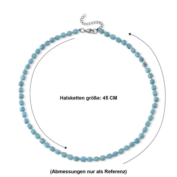Blauer Howlit, Glas Halskette, flexibel, 316L Edelstahl 85.00 ct image number 4