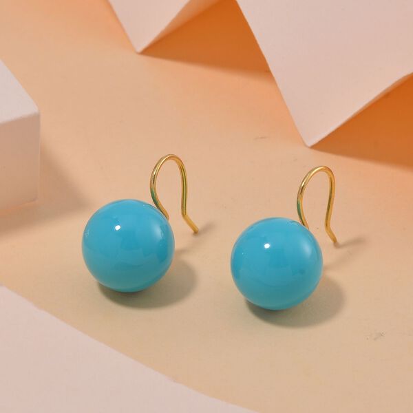 Sleeping Beauty T&uuml;rkis farbe Muschelperle Ohrringe 925 Silber vergoldet image number 2