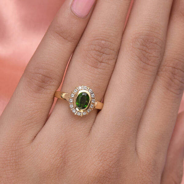 Natürlicher Chromdiopsid und Zirkon Ring 925 Silber vergoldet  ca. 0,90 ct image number 3