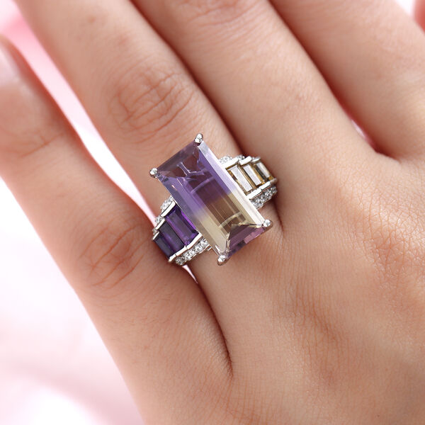 Ametrin und Mehrfarbige Edelstein-Ring, 925 Silber platiniert  ca. 10,55 ct image number 3