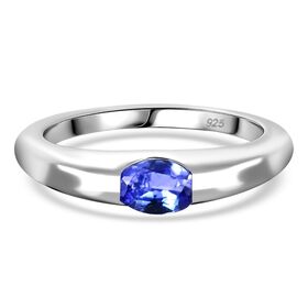Tansanit Ring 925 Silber platiniert (Größe 17.00) ca. 0,47 ct
