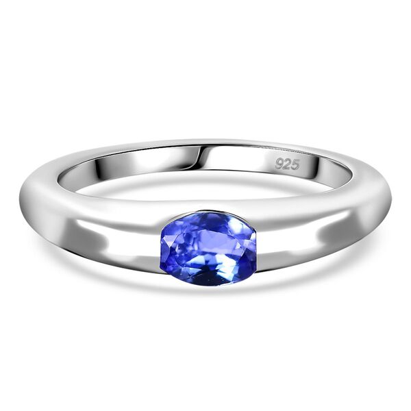 Tansanit Ring 925 Silber platiniert (Gr&ouml;&szlig;e 17.00) ca. 0,47 ct image number 0