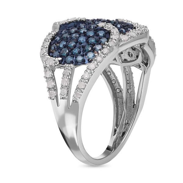 Blauer Diamant Ring, 925 Silber platiniert (Größe 18.00) ca. 1.00 ct image number 4