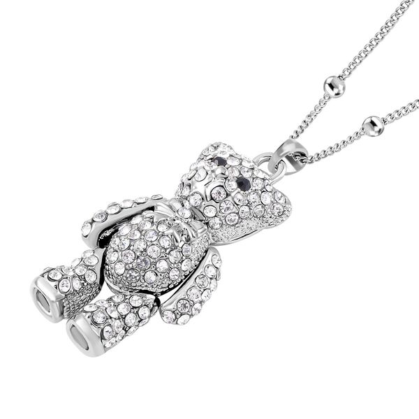 Schwarzer und wei&szlig;er Kristall-B&auml;r-Anh&auml;nger mit Kette, 73 cm image number 2