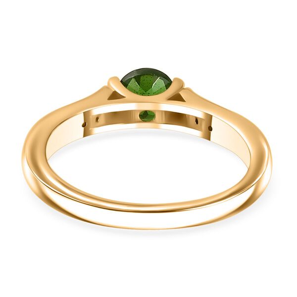 Natürlicher Chromdiopsid, Weißer Zirkon Ring 925 Silber vergoldet (Größe 19.00) ca. 0,65 ct image number 6