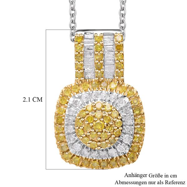 Gelber und weißer Diamant-Anhänger mit 50cm Kette- 0,98 ct. image number 4