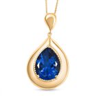 Ceylon Farbe Quarz-Anh&auml;nger mit Silberkette, ca. 50 cm, 925 Silber vergoldet ca. 9.01 ct