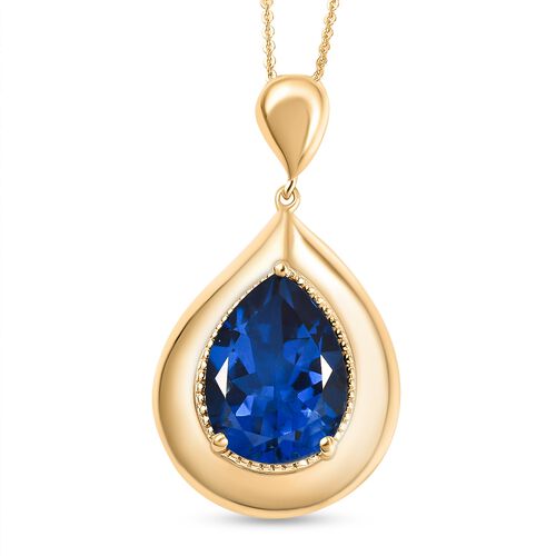 Ceylonfarbener Quarz-Anhänger mit 50cm Kette, 925 Silber vergoldet - 9,01 ct. image number 0