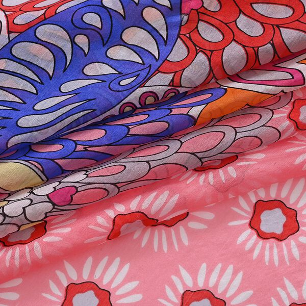 LA MAREY 2er-Set 110x110cm Schal aus 100% Maulbeerseide mit Blumenmuster und Brosch, Rosa image number 7