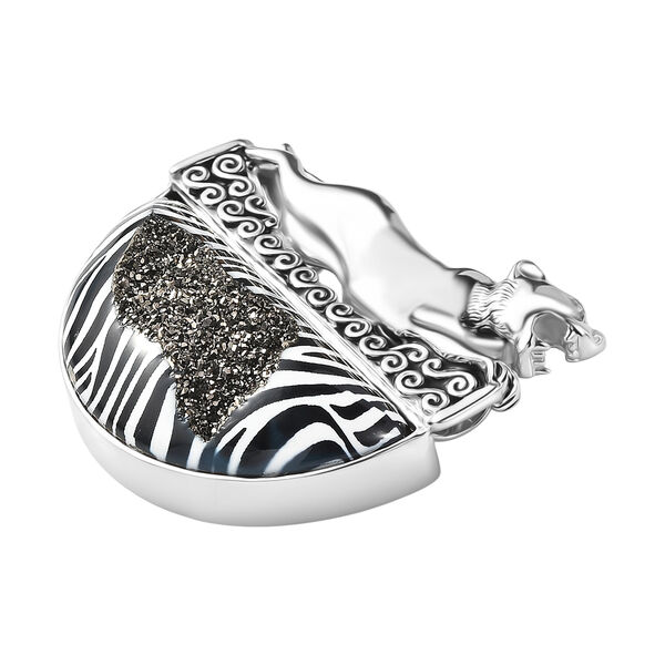 Sajen Silber - Fenster Drusy Anhänger 925 Silber rhodiniert ca. 60.40 ct image number 4