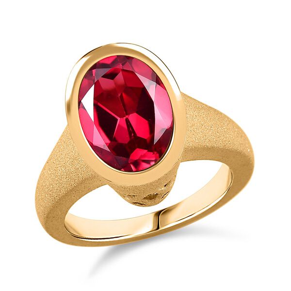 Lab Created Padparadscha-Saphir Ring, 925 Silber Gelbgold Vermeil, (Größe 21.00) ca. 7.10 ct image number 4