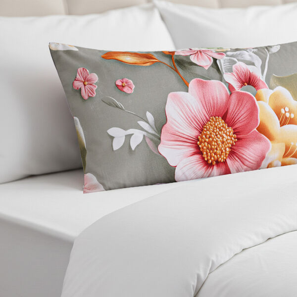 6-teiliges Bettw&auml;sche-Set mit Blumenprint, 135x200cm, Grau und ros image number 4