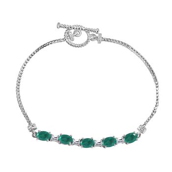 Smaragd Triplett Quarz und Zirkon Armband, 18cm - 3,47 ct.