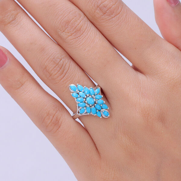 D'Joy Sleeping Beauty T&uuml;rkis Ring 925 Silber Rhodiniert (Gr&ouml;&szlig;e 17.00) ca. 1,68 ct image number 2