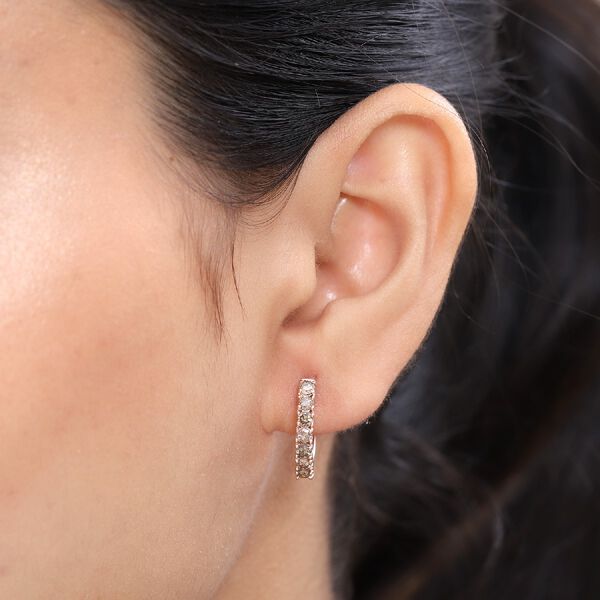 Champagner Diamant-Creolen, 925 Silber Ros&eacute;gold Vermeil ca. 1,00 ct image number 3