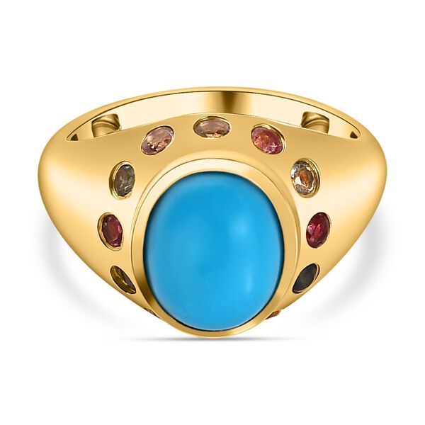 AA Sleeping Beauty T&uuml;rkis und Mehrfach-Turmalin-Ring - 3 ct.