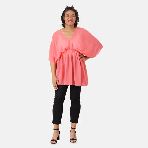 V-Ausschnitt Chiffon Top, Rosa image number 0