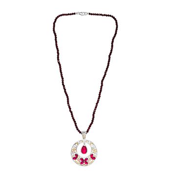 D'Joy Maulbeer Mondstein Schmuckset ca. 45 cm 925 Silber rhodiniert, 925 Silber Rhodiniert und 750 Gelbgold Vermeil ca. 47.16 ct