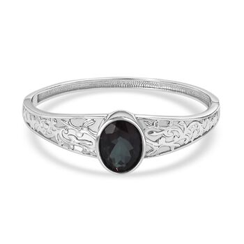 Farbwechsel-Alexandrit-Quarz-Triplette Armreif ca. 19 cm 316L Edelstahl ca. 17.31 ct