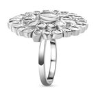 Handgearbeiteter, natürlicher Polki Diamant Ring, 925 Silber platiniert (Größe 17.00) ca. 1.25 ct image number 4