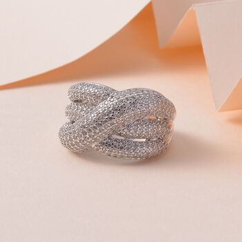 Wei&szlig;er Zirkon Ring, 925 Silber rhodiniert (Gr&ouml;&szlig;e 19.00) ca. 2.76 ct