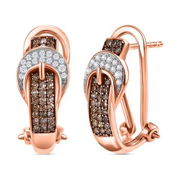 Wei&szlig;e und nat&uuml;rliche Champagner Diamant Ohrringe, ca. 0,36 ct.