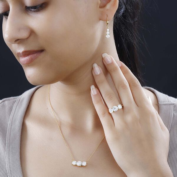 Moissanit Schmuckset, 925 Silber Gelbgold Vermeil - 7,19 ct. image number 6