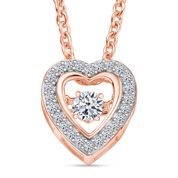 LUXURIANT SI-GH Labor Diamant Anh&auml;nger mit 45cm Kette, 925 Silber 750 Ros&eacute;gold Vermeil - 0,25 ct.