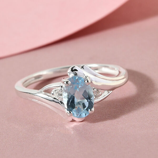 Himmelblauer Topas und Zirkon Ring 925 Silber  ca. 1,02 ct image number 2