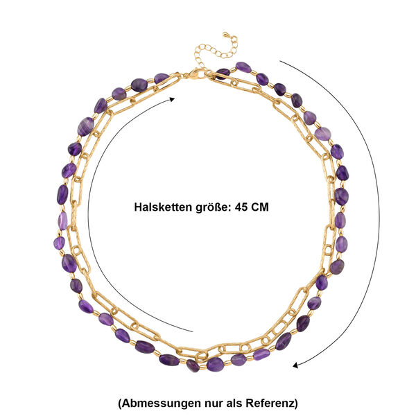 Afrikanischer Amethyst Halskette, ca. 45 cm + 5 cm Extender, vergoldet ca. 130.00 ct image number 4
