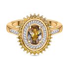 AA Natürlicher goldener Tansanit, Gelber Diamant Ring 925 Silber 750 Gelbgold Vermeil (Größe 18.00) ca. 1,13 ct