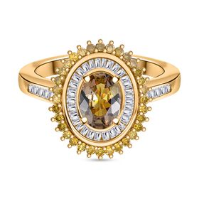 AA Natürlicher goldener Tansanit, gelber und weißer Diamant-Ring - 1,13 ct.
