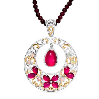 D'Joy Maulbeer Mondstein Schmuckset ca. 45 cm 925 Silber rhodiniert, 925 Silber Rhodiniert und 750 Gelbgold Vermeil ca. 47.16 ct