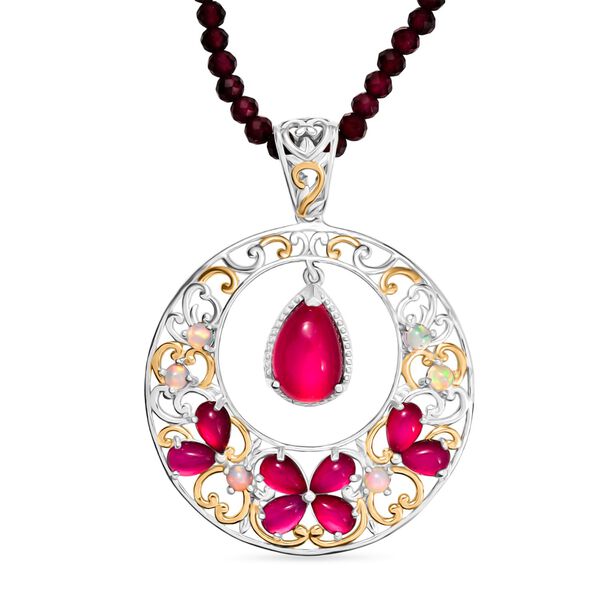 D'Joy Maulbeer Mondstein Schmuckset ca. 45 cm 925 Silber rhodiniert, 925 Silber Rhodiniert und 750 Gelbgold Vermeil ca. 47.16 ct