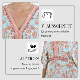 Boho-Chic Maxikleid mit Quasten, Einheitsgr&ouml;&szlig;e, pink