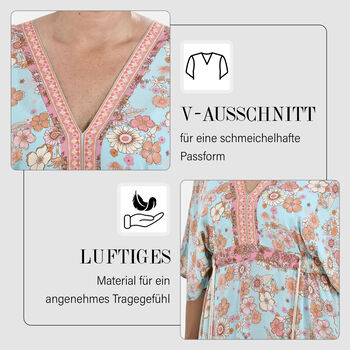 Boho-Chic Maxikleid mit Quasten, Einheitsgr&ouml;&szlig;e, pink