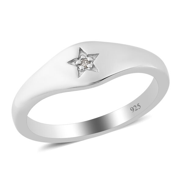 Diamant Stern Ring 925 Silber Platin-&Uuml;berzug image number 4