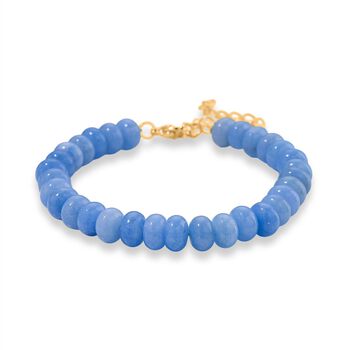 Blaues Quarzit Armband, ca. 18cm mit 5cm extender, goldfarben, ca. 80.00 ct