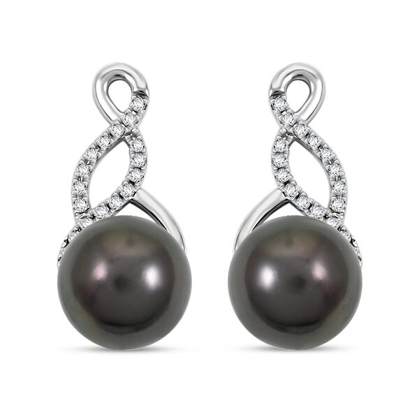 ILIANA zertifiziert und gepr&uuml;ft AAA Tahiti Perle und SI Diamant Ohrringe in 750 Wei&szlig;gold