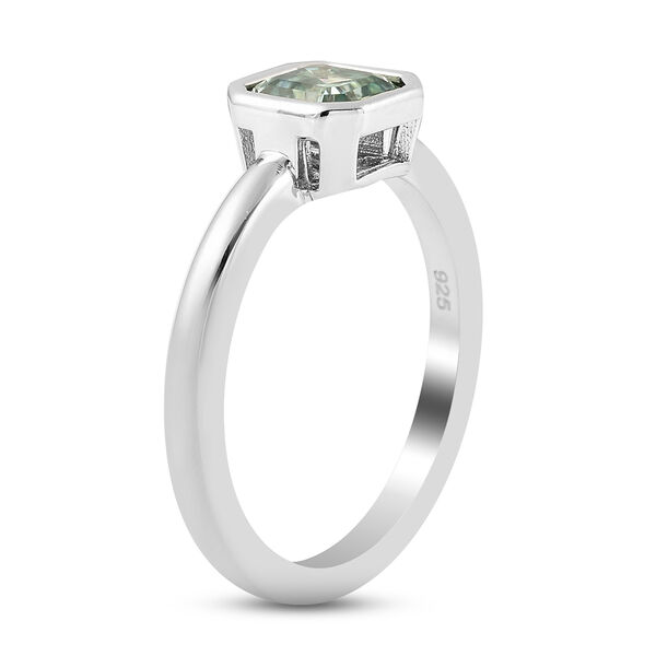 Blauer Moissanit Solitär Ring 925 Silber Rhodium-Überzug image number 3