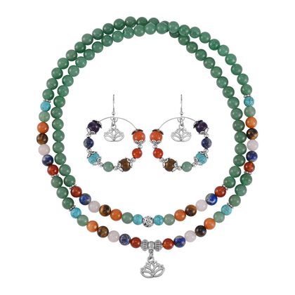 Mehrfarbig Edelsteine Schmuckset Reiner Edelstahl Schwarz oxidiert und Legierung Schwarz oxidiert ca. 600.00 ct