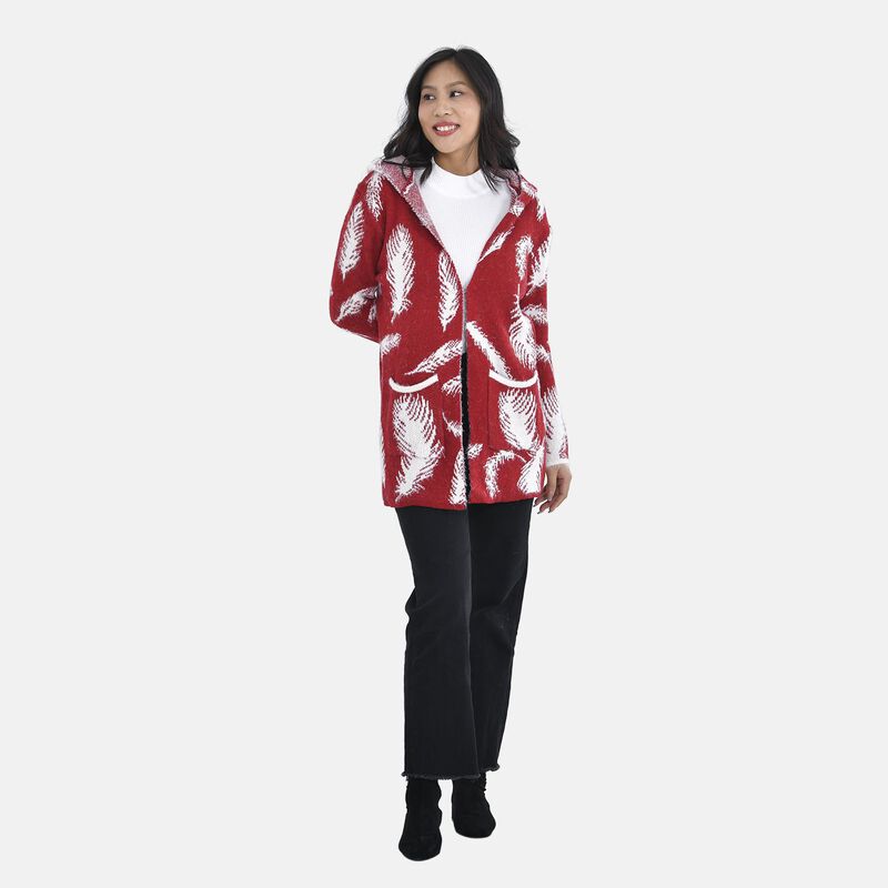Winter-Kapuzenpullover mit 2 Taschen, Rot image number 0