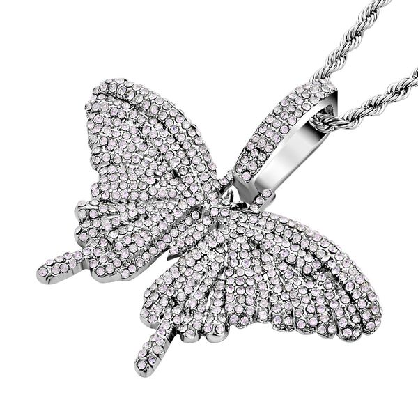 Wei&szlig;er Kristall-Schmetterlings-Anh&auml;nger mit Kette - 10 ct. image number 4