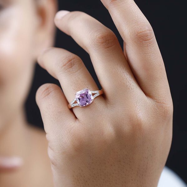 AAA Patroke Kunzit und Diamant Ring in 585 Gold - 4,68 ct. image number 10