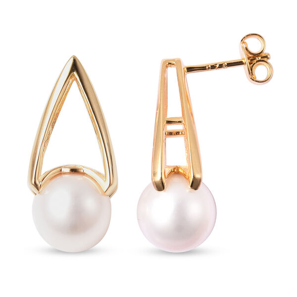 Edison Perle Ohrh&auml;nger 925 Silber Gelbgold-&Uuml;berzug&nbsp; image number 3