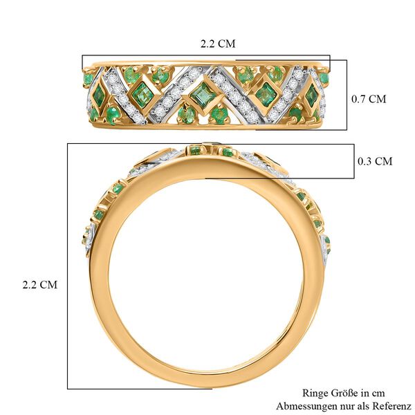 Gemfields Kagem Sambischer Smaragd Ring 925 Silber 750 Gelb Vergoldet (Größe 17.00) ca. 0.58 ct image number 7