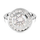 88 Facetten Moissanit-Ring, 925 Silber platiniert (Größe 20.00) ca. 2.16 ct